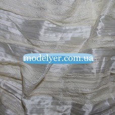 Ткань Атлас с гипюром (молоко)